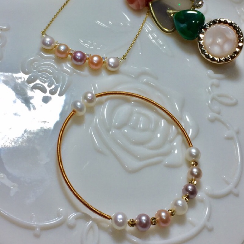天然珍珠❤️直播轉售 糖果色 微笑鍊 手環 甜甜價 s925銀