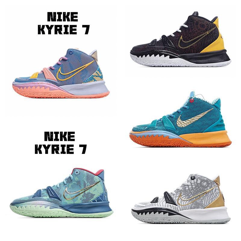 耐吉 Nike Kyrie 7 歐文7 藍橙 藍粉 黑紫金 藍綠 黑橙綠 白黑綠 紫黃 黑藍 男女同款休閑運動籃球鞋