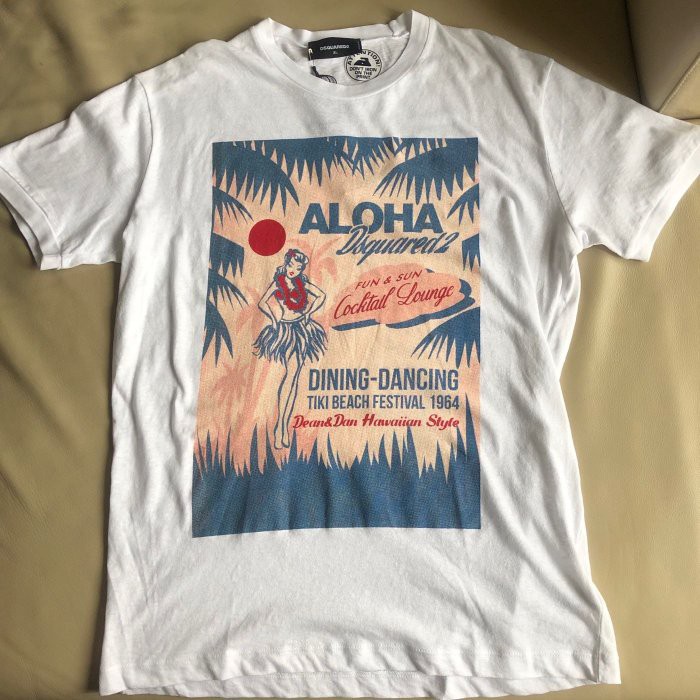 保證全新正品 DSQUARED2 D2 白色 ALOHA 短袖T恤 短T SIZE XL