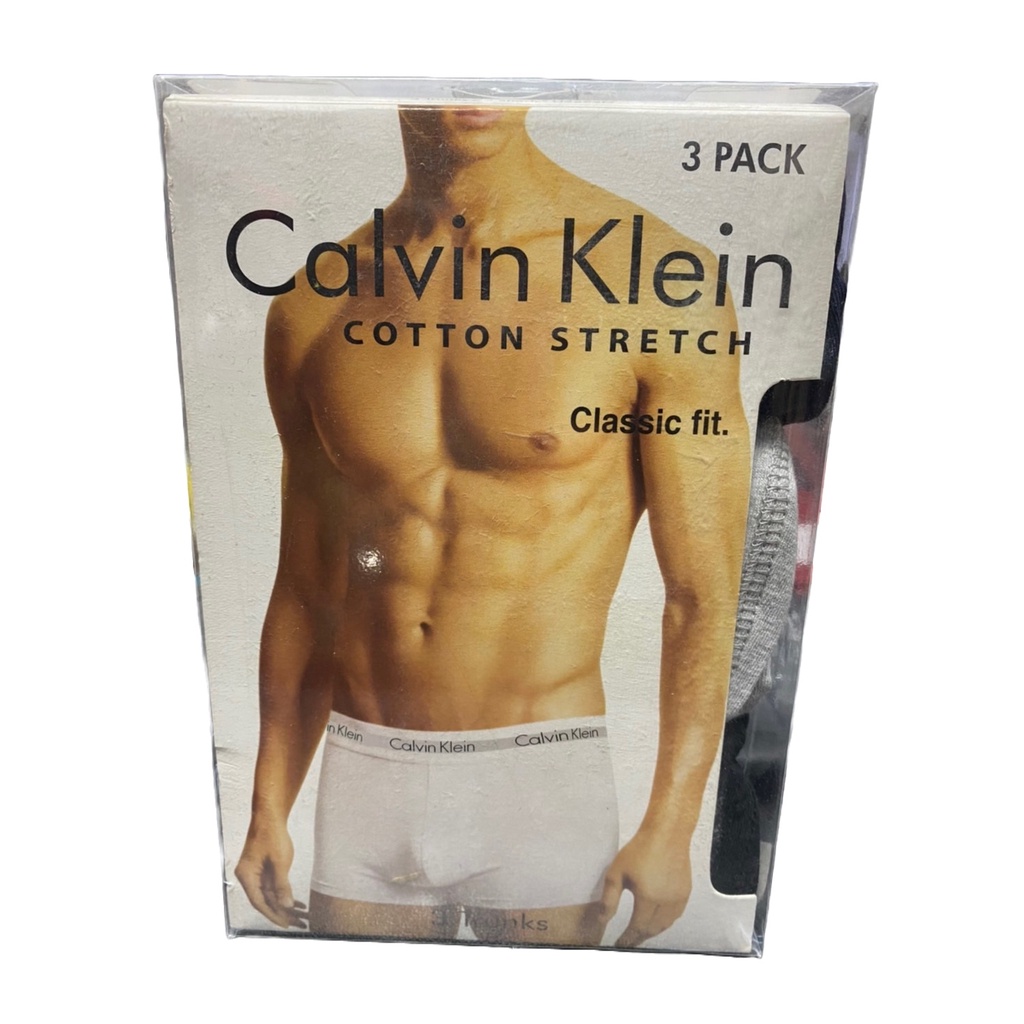 Calvin Klein 男生內著 平口四角內褲  合身短版 進口禮盒男內褲3件組盒裝 凱文克萊 CK