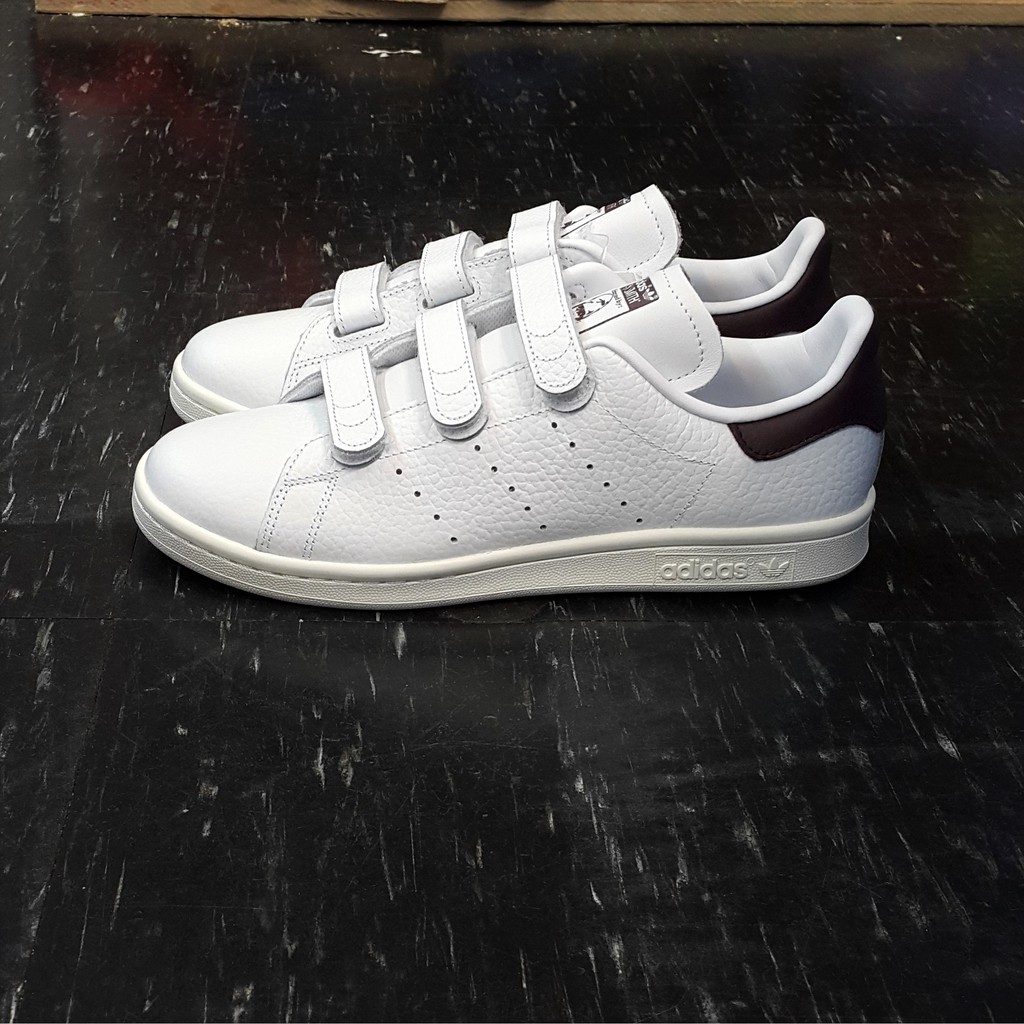 Adidas Stan Smith Cf 魔鬼氈棕色咖啡色深酒紅色白色全白皮革薄鞋舌奶油底bz0534 蝦皮購物