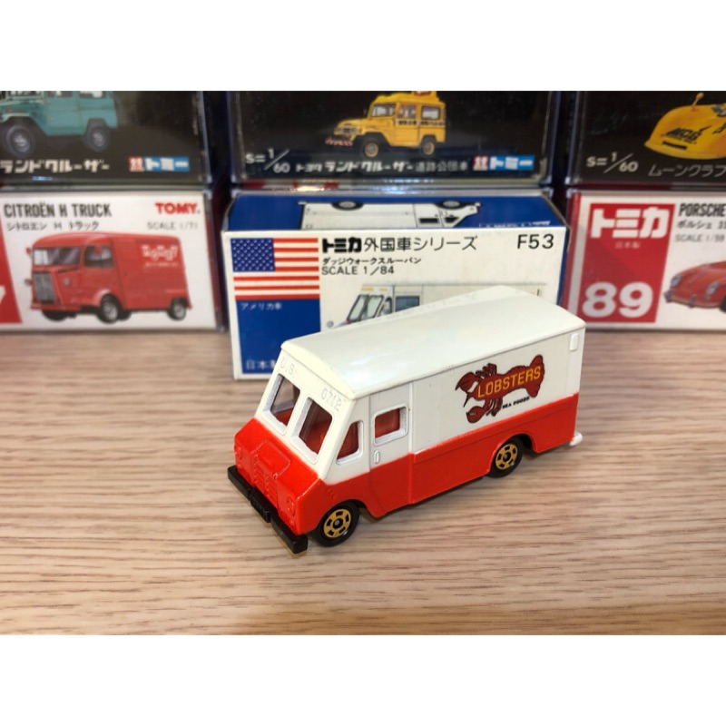 Tomica 日本製 藍盒 no.F53 DODGE WALKTHROUGH VAN 紅色 龍蝦車 箱型車 絕版