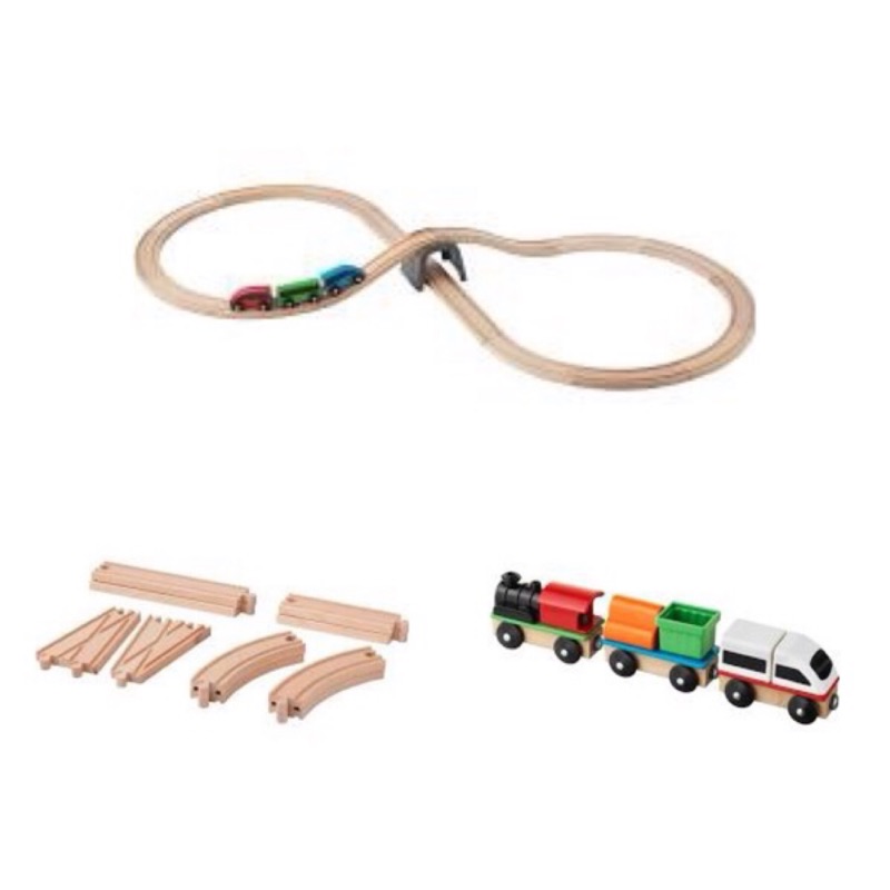 《艾芮賣場》寶寶二手好物 三組合售ikea木製玩具 火車 軌道