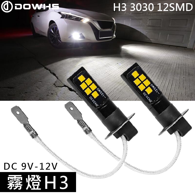 【數位光電】H3 霧燈 3030 12SMD 汽車LED 超亮 LED霧燈 汽車霧燈 貨車霧燈 12V 白光 日行燈