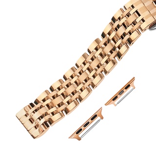Apple Watch / 蘋果手錶替用錶帶 亮光色澤 蝴蝶雙壓扣不鏽鋼錶帶 玫瑰金色 ＃852-42-RG