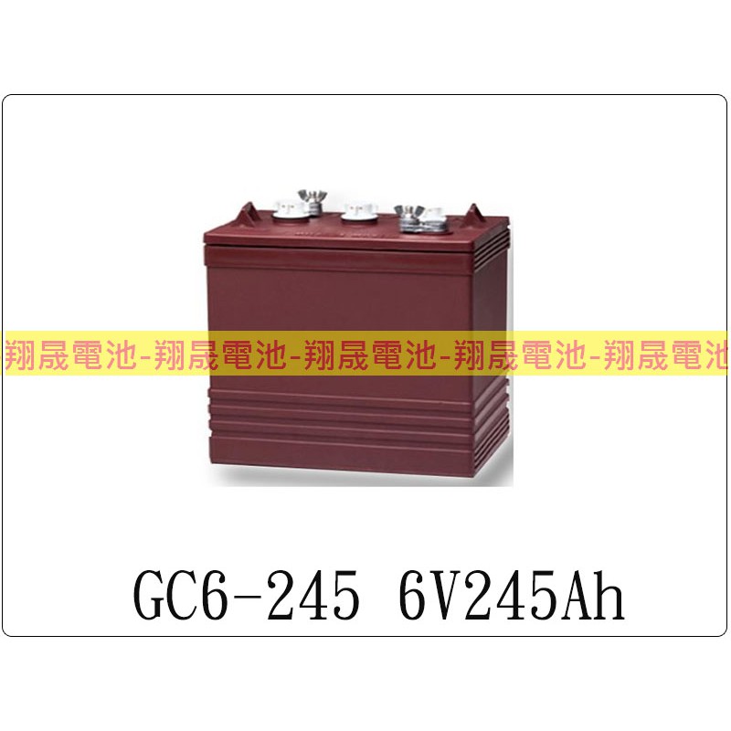 【彰化員林翔晟電池】全新 深循環電池 GC6245 6V 245AH(可替代飛馬Trojan T105、T145)