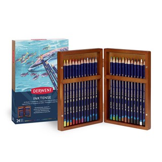 英國DERWENT德爾文 Inktense 頂級水墨色鉛筆木盒組-24色