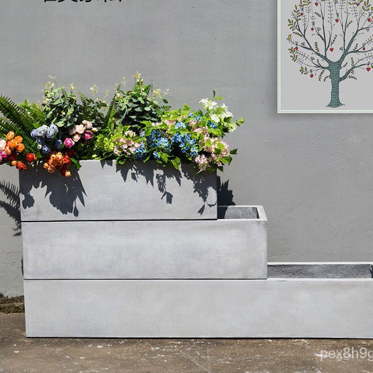 免運 長方形馬槽水泥花盆超長條鎂泥花箱戶外圍墻道路隔斷花壇種菜植物 花盆 蝦皮購物