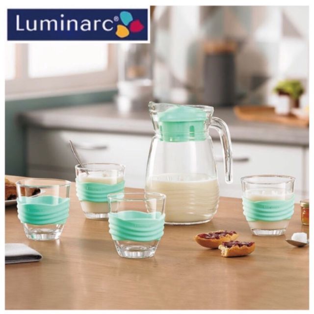 （J寶庫）法國Luminarc《樂美雅冷水壺杯壺組》《微波玻璃保鮮盒3件組》冷水壺