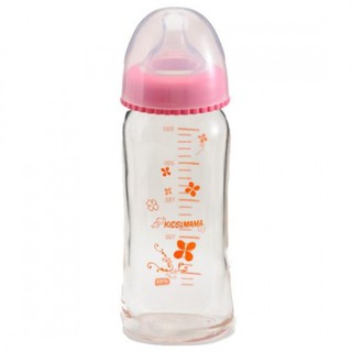 【育兒嬰品社】KIDS&MAMA 玻璃寛口奶瓶250ml/150ml 黃/粉隨機出貨與貝親同品質價格更優惠