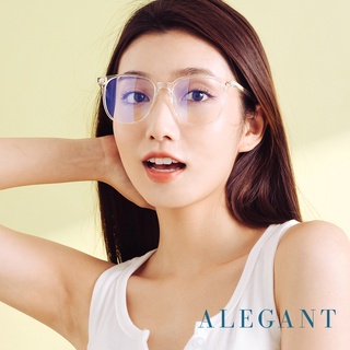 ALEGANT輕感舒適質感TR90輕量空輕透方框UV400濾藍光眼鏡│星原的交織獨白