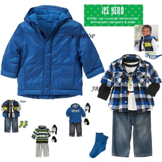 出清特價JBS SHOP* GYMBOREE冰河藍內刷毛厚鋪棉厚連帽外套12-24m/2-3y/4-5y E101