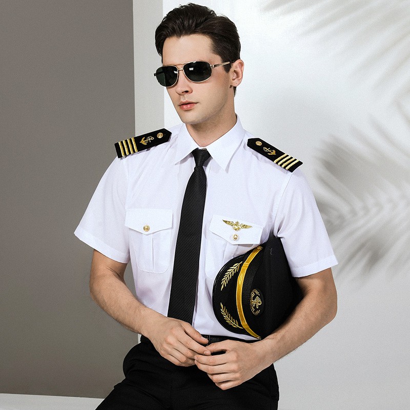 海員襯衣男機師制服船長襯衫航空飛行員空少襯衫船長演出服白襯衫空少服時尚空少服 蝦皮購物