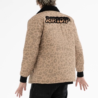 RIPNDIP SPOTTED BUTTON DOWN JACKET 灰褐色 豹紋 夾克 中指貓 台灣總代理-ALL