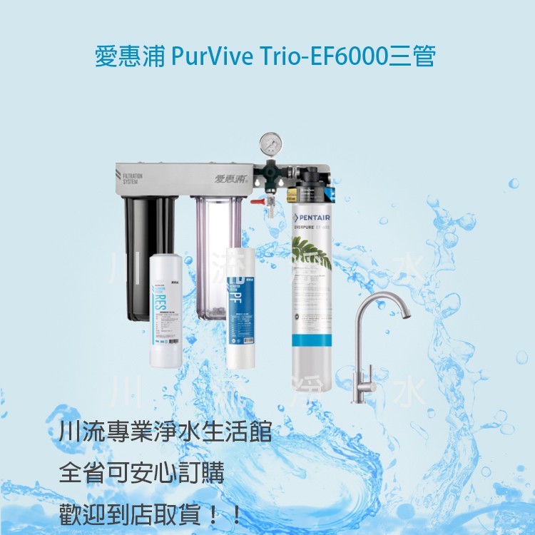 ★川流淨水★愛惠浦EVERPURE【PurVive Trio-EF6000三管】整合式淨水設備 ~ 含標準安裝~