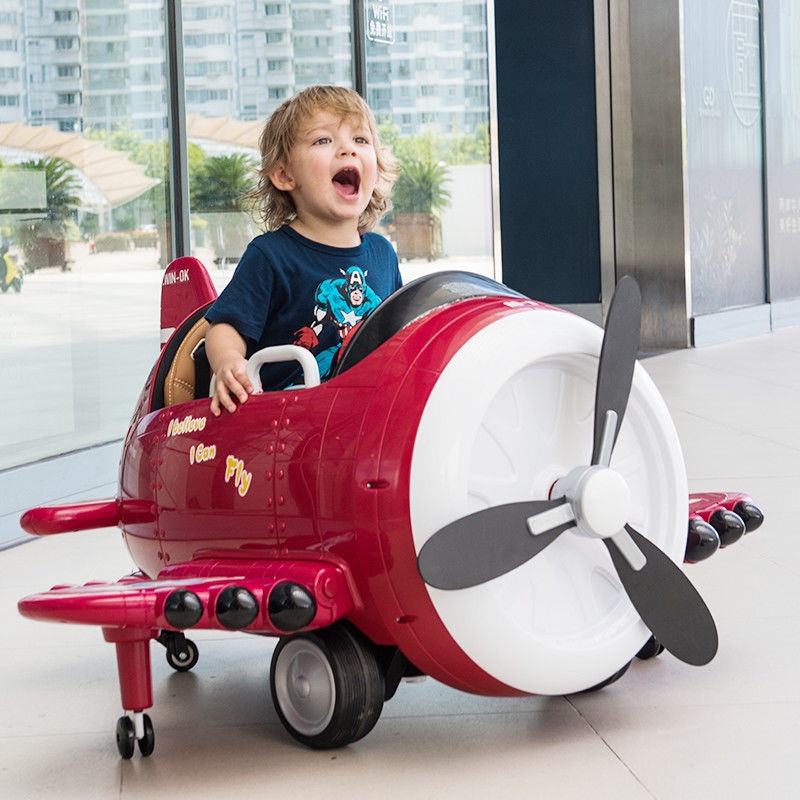 兒童電動車 遙控嬰幼兒汽車玩具車可坐人寶寶飛機童車 機翼可折疊 可甩尾 靈活轉向 兒童超跑 電動車 玩具車 遙控車
