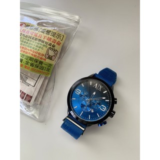 二手/Armani Exchange AX湛藍底 三眼 計時碼表 男錶 手錶