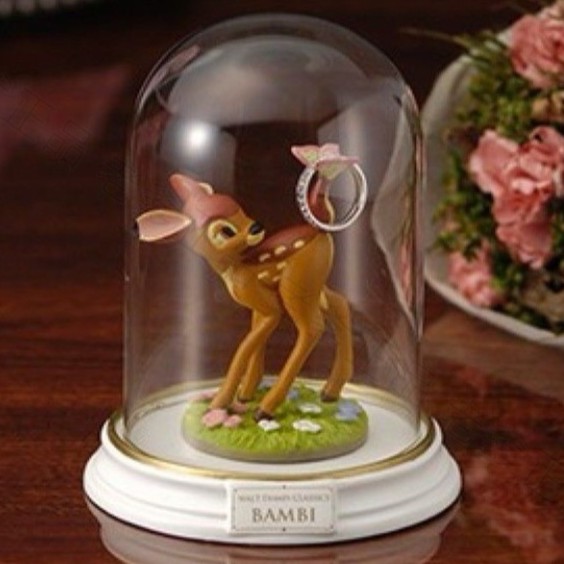 (特價)日本進口 迪士尼 小鹿斑比 戒盒 首飾盒 玻璃罩 求婚 戒指盒 擺飾 小鹿班比 BAMBI 戒指 盒㊣老爹正品㊣