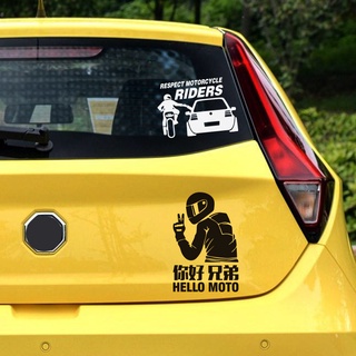 【歐歐選物】你好兄弟車貼 機車尊重騎士貼紙 個性創意反光文字車身裝飾貼