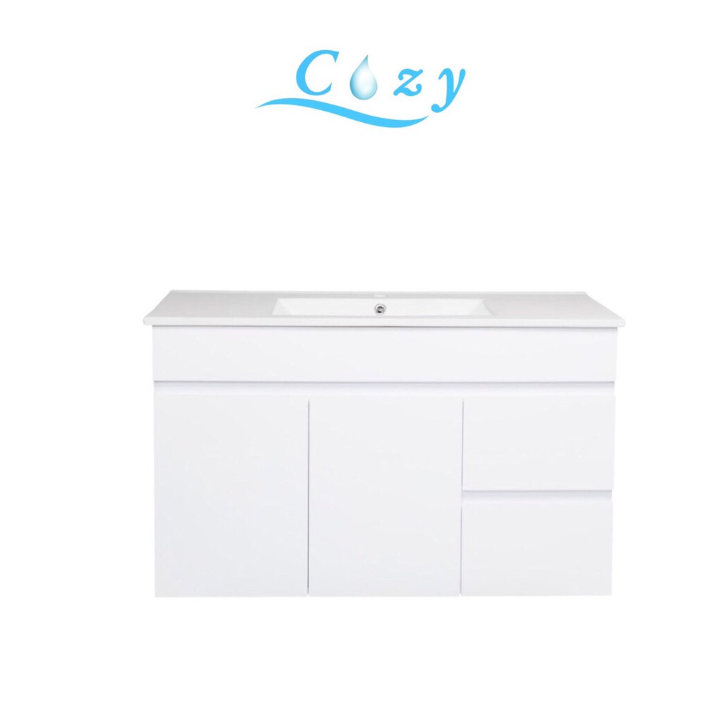 Cozy 現貨 CZ-9100 100公分 洗臉盆+浴櫃(吊櫃)+水龍頭+全部配件  100%防水PVC發泡板鋼琴烤漆