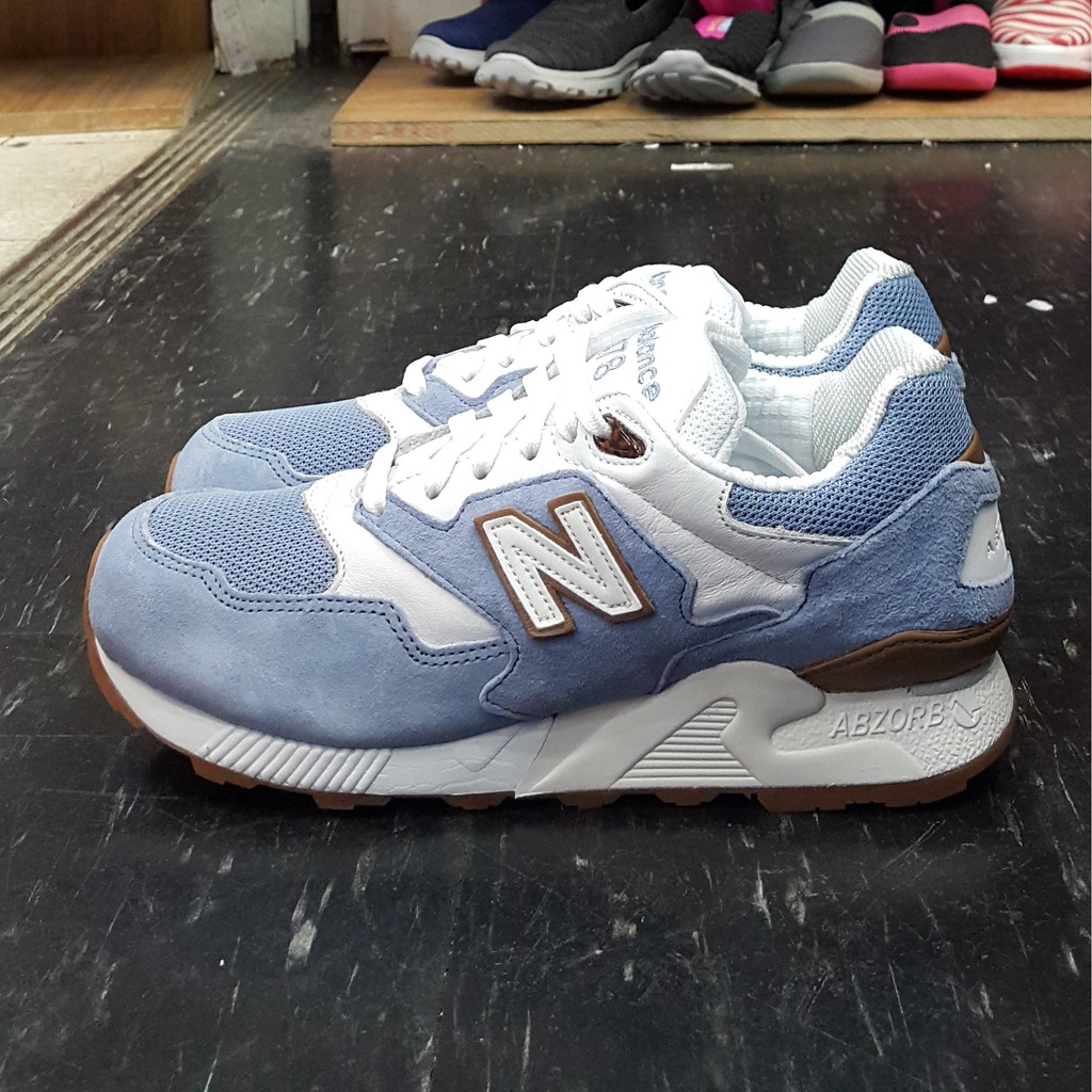 new balance nb 878 ML878RMB 白色 藍色 淺藍色 天空藍 麂皮 網布 膠底 刺繡 慢跑鞋