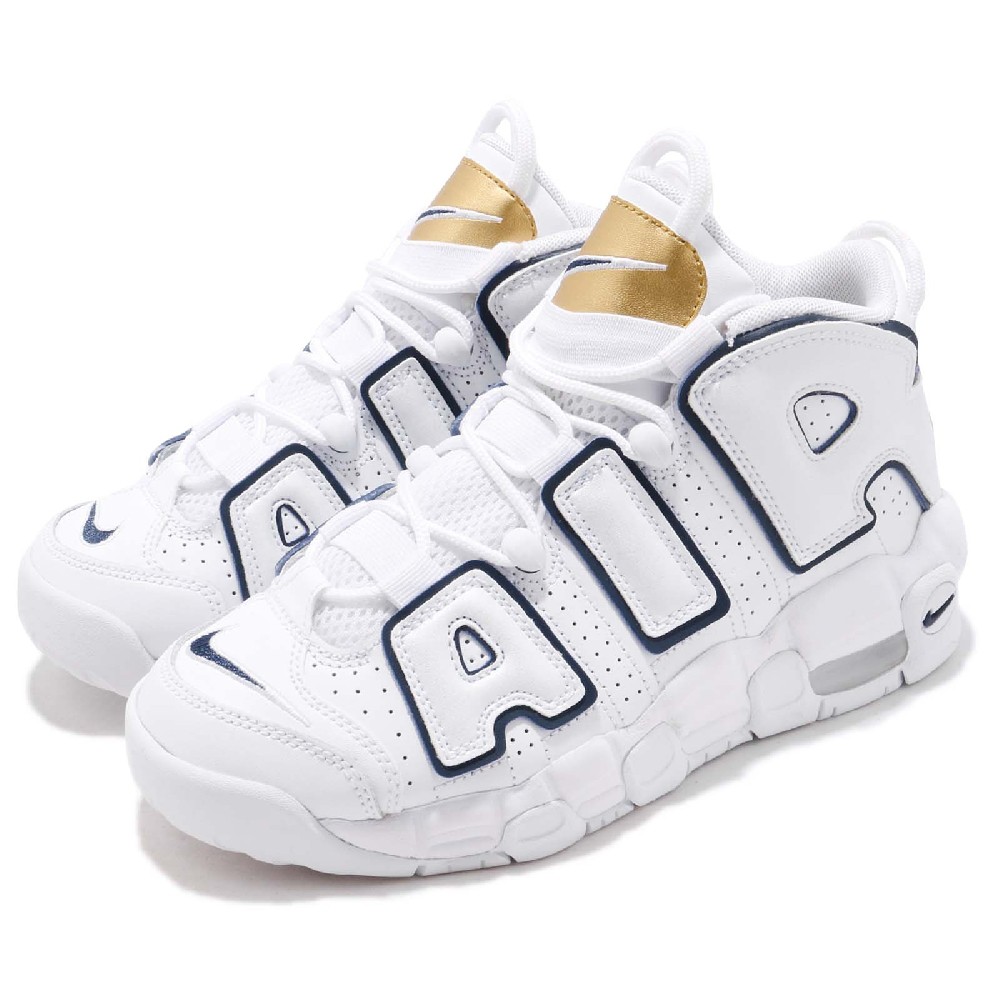 鋒仔球鞋 Nike Air More Uptempo Gs 白藍金大air 女鞋415082 109 蝦皮購物