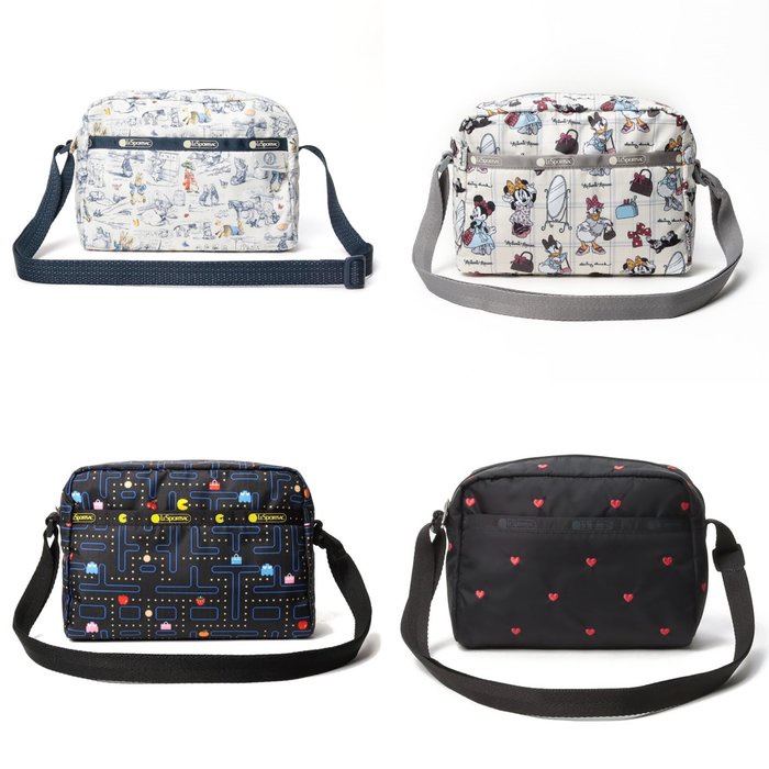 ♥小花日韓雜貨 -- Lesportsac 2434 防水包斜背包 - 彼得兔、米妮、PAC MAN黃色小精靈、刺繡愛心