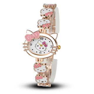 Hello Kitty 女士手錶卡通時鐘運動女孩石英 KT 嬰兒兒童手錶