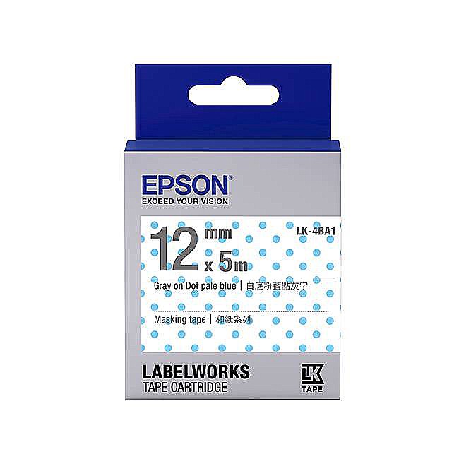 EPSON LK-4BA15和紙標籤帶/ 粉藍/ 透明點黑字