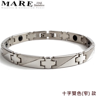 【MARE】316L白鋼手鍊： 十字雙色(窄) 款