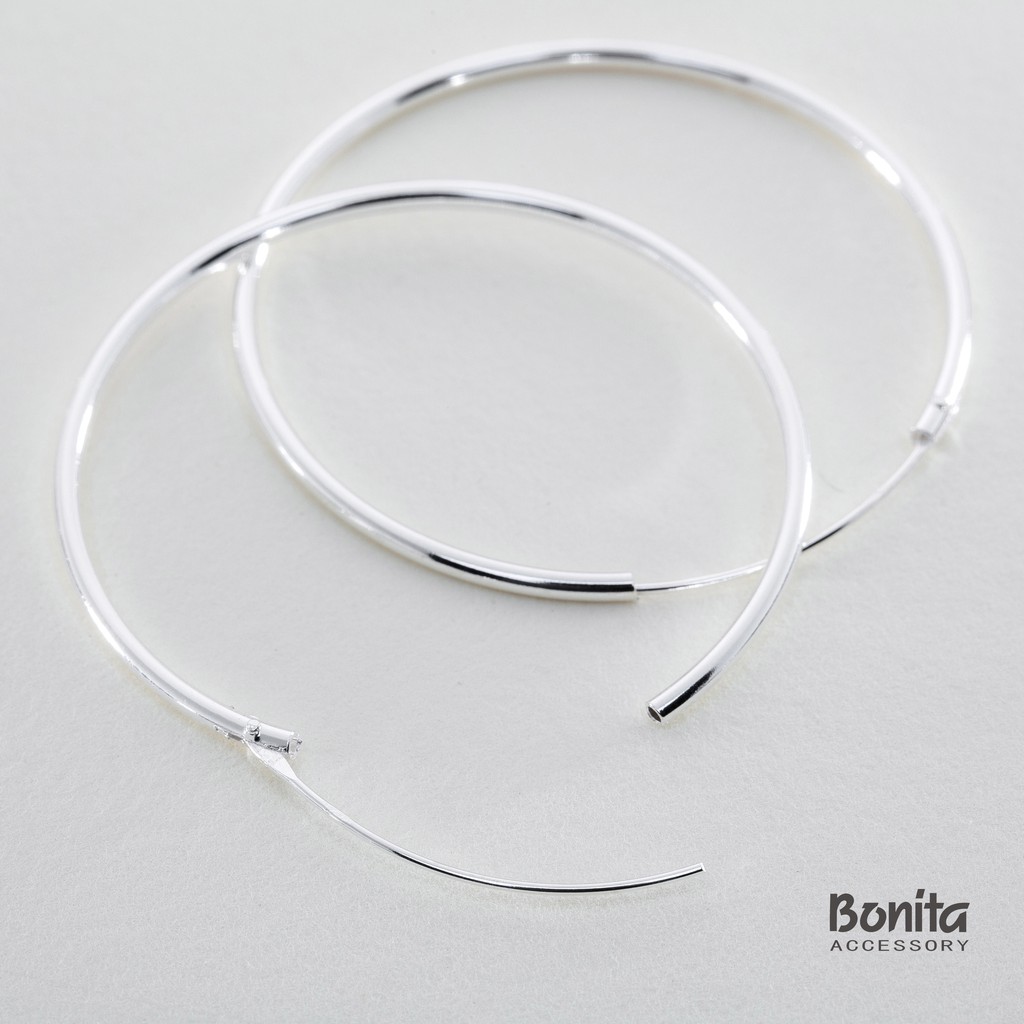 Bonita【925純銀】經典大C圈純銀耳針耳環 (直徑4CM)-- 710-9526-96-F-S3