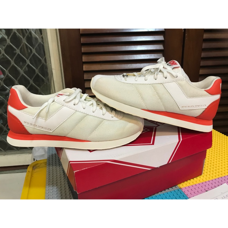 全新pony白橘配色網布透氣運動鞋 鞋號23 5公分 24 5公分 蝦皮購物