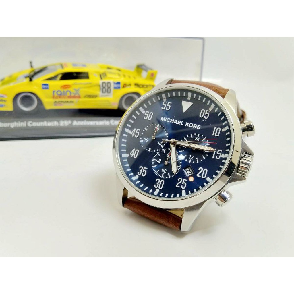 [非新品] Michael Kors 高質感三眼腕錶/ 真皮錶帶/ MK8362
