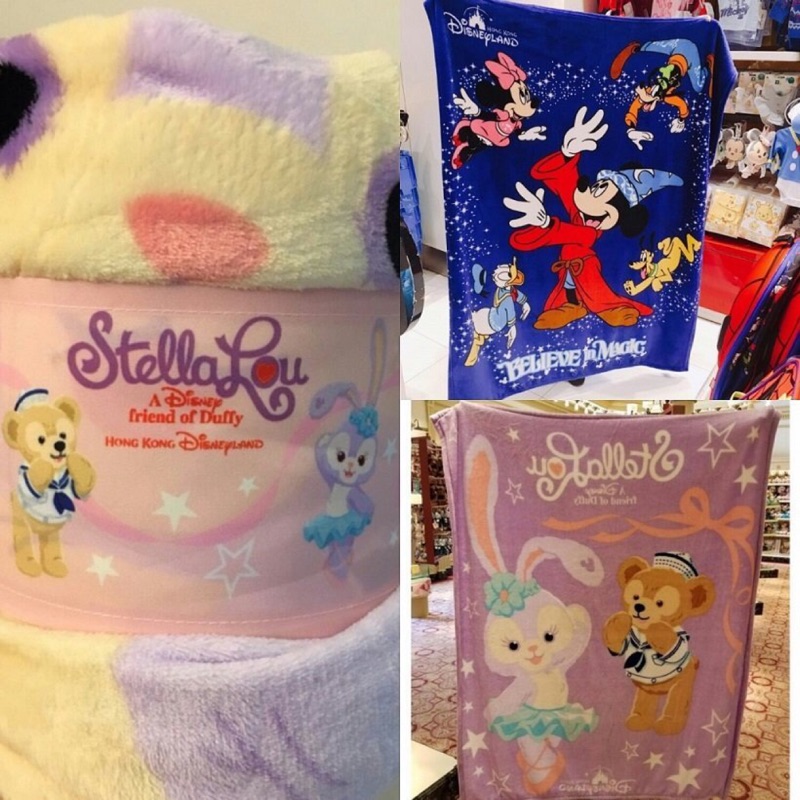 香港Disney迪士尼樂園《現貨》米奇 史黛拉與達菲熊 柔軟好摸 可收納絨毛毛毯/毯子 辦公室小物