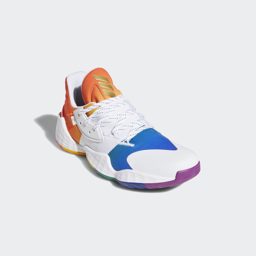 Adidas Harden Vol.4 Pride男款白色彩虹底哈登籃球鞋-NO.FX4797