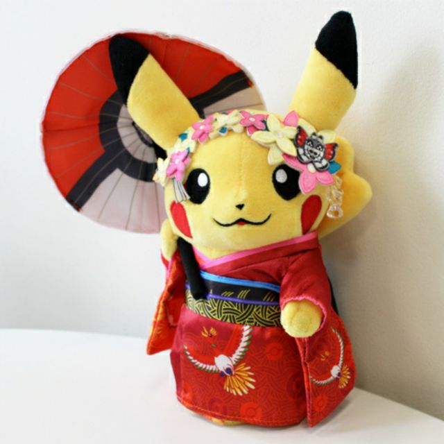 【有時候買太多】神奇寶貝中心 限定 京都 舞伎 皮卡丘 精靈寶可夢 玩偶 娃娃 歌舞伎 和服 紙傘 A