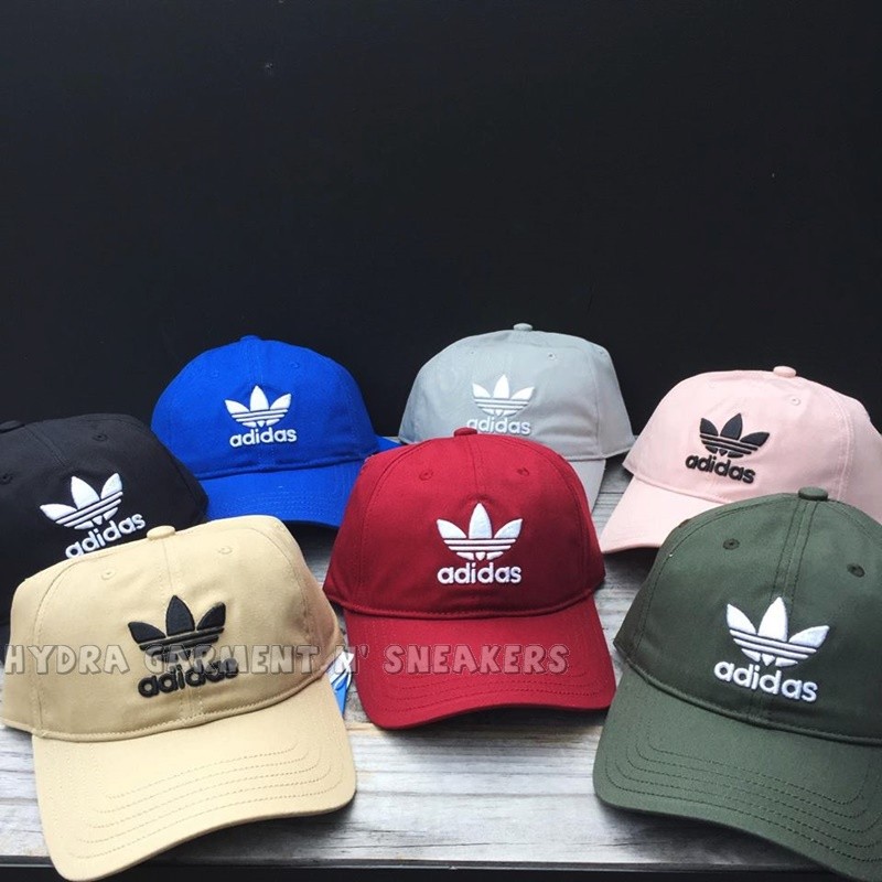 【HYDRA】Adidas Trefoil Cap 愛迪達 老帽 鴨舌帽 90s 彎帽 三葉草 黑 卡其 軍綠 淺灰 粉