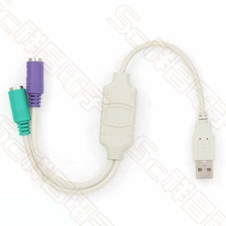 【祥昌電子】USB PS2 分享線/轉接線(鍵盤/滑鼠/轉接線/轉接頭/PS/2轉USB轉PS2轉接)UB-75