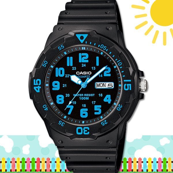 CASIO 手錶專賣店 時計屋 MRW-200H-2B 男錶 指針錶 橡膠錶帶 黑 防水100米 MRW-200H