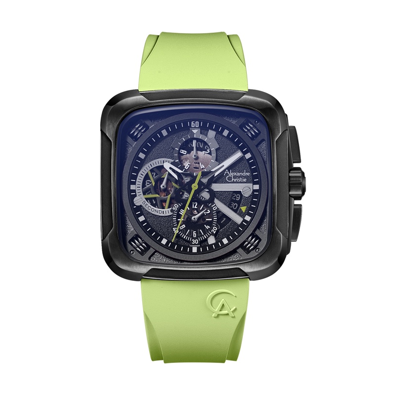 【Alexandre Christie】6577MCRIPBALE 極光綠 石英氟橡膠 三眼計時 AC手錶