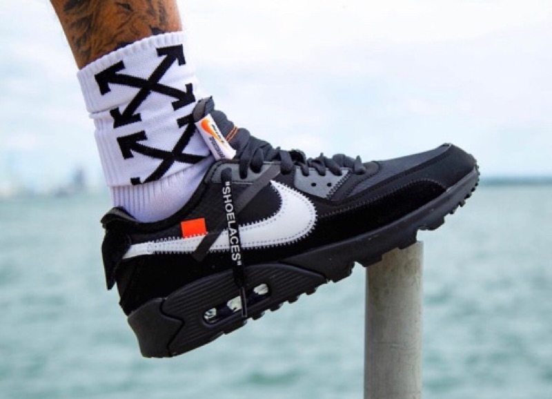 off white x nike air max 90 black & desert ore