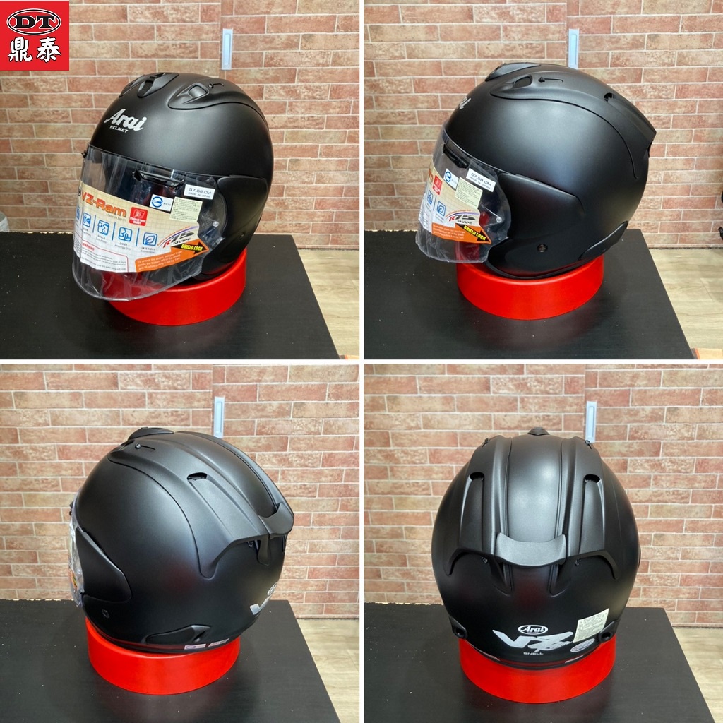 鼎泰安全帽 ARAI VZ-RAM/VZ RAM FLAT BLACK 消光黑 頂級 3/4 半罩 安全帽 公司貨