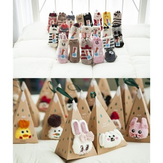 Candy Girl╭。全新現貨瑕疪品。聖誕禮盒 珊瑚絨毛加厚毛巾襪 可愛保暖居家短襪。6款