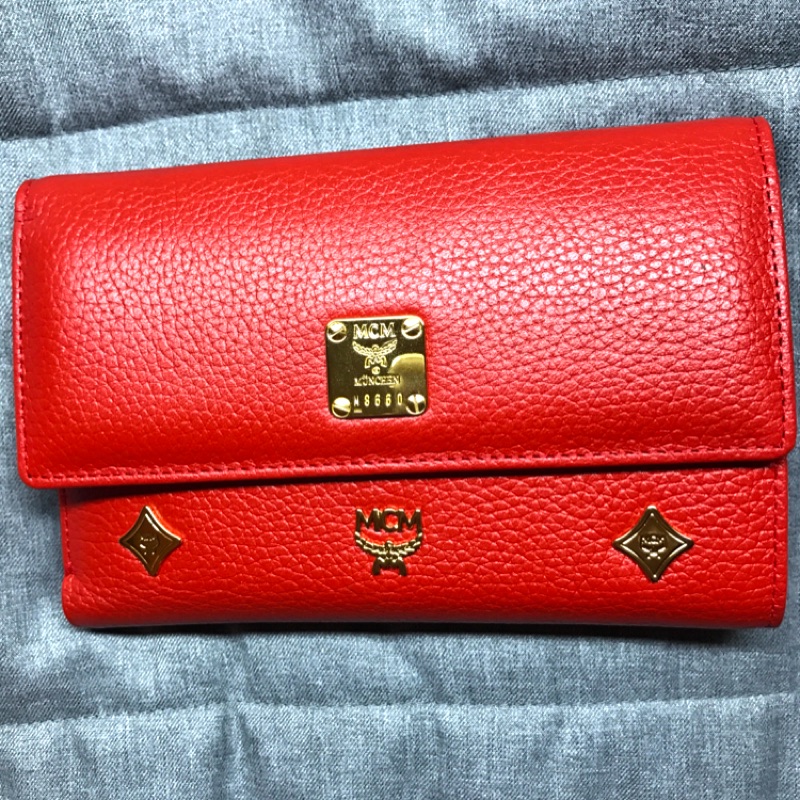 MCM 紅色 皮夾 全新！