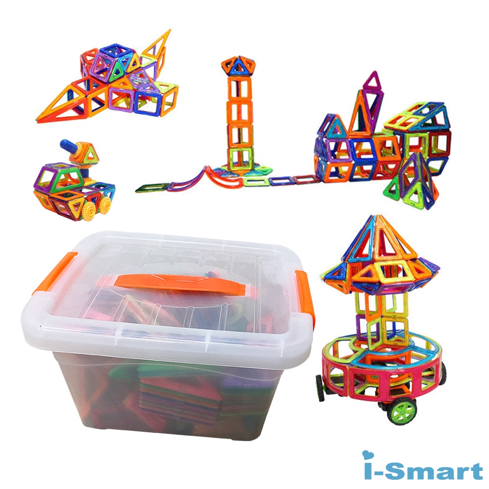 【i-Smart】現貨 磁力片積木 全磁力超值組 附收納盒 (160件組+40片) 商城旗艦館