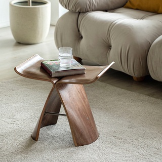 北歐實木簡約矮凳休閒時尚創意個性丹麥凳蝴蝶造型椅凳