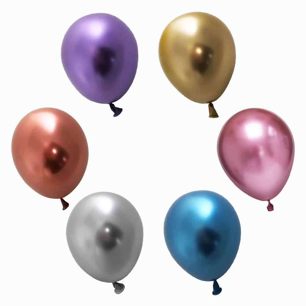 派對城 現貨【5吋金屬色乳膠氣球10入-藍/紫/粉/銀/金】 歐美派對 派對佈置 拍攝道具 高質感氣球