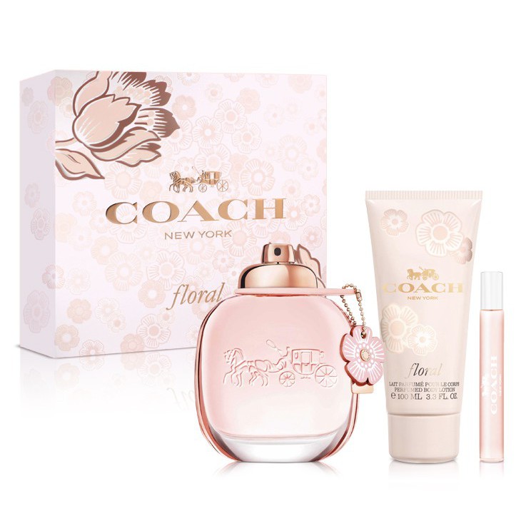 Coach 芙洛麗女性淡香精禮盒 淡香精90ml 身體乳100ml 香精筆7 5ml 蝦皮購物