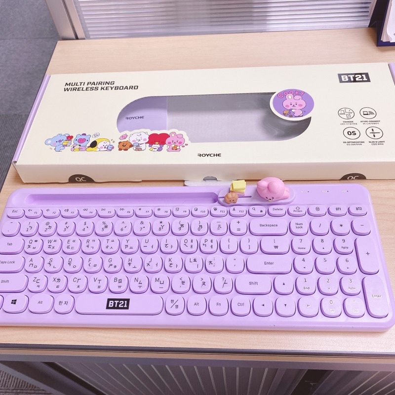 防彈少年團BTS BT21 COOKY 正國 淡紫色浪漫無線鍵盤滑鼠（My Little Buddy系列）二手九成新