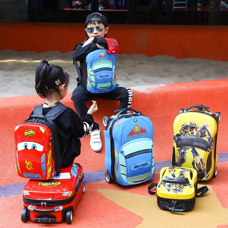🇹🇼⚡︎麥坤18吋卡通行李箱🧳兒童後背包🎒行李箱18吋+13吋母子箱🚗可坐騎的行李箱🥳出國玩囉🇹🇼可以登機可以托運行✈️